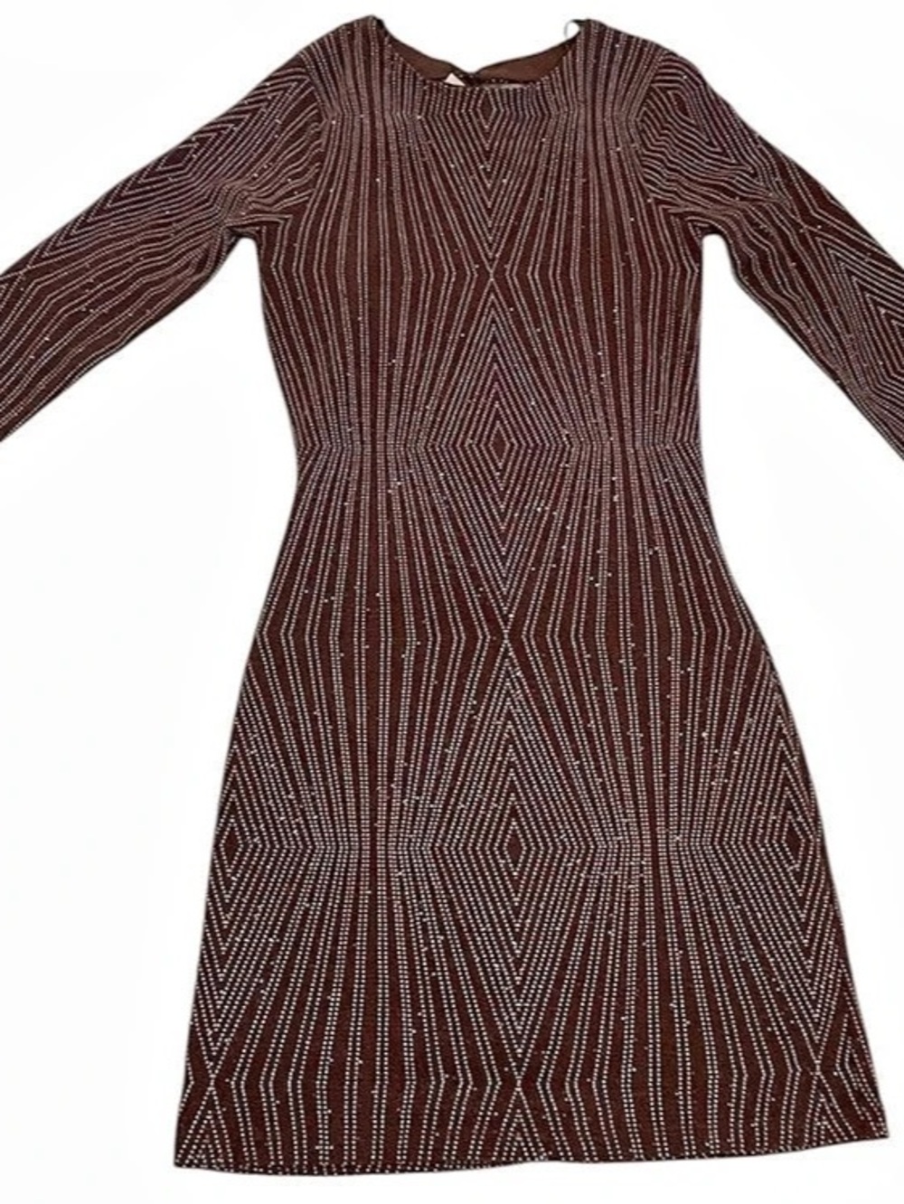 NWT Trixxi XS Brown Metallic Glitter Open Back Bodycon Dress